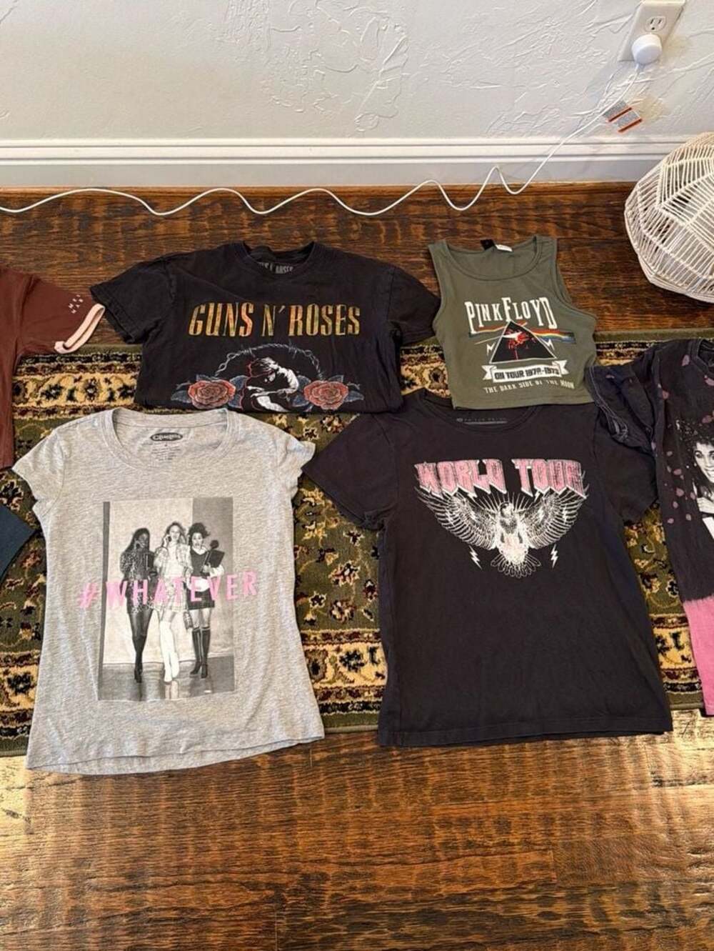 Young Women's Graphic T-Shirt Bundle - 8 Pieces: Whitney Houston, Pink Floyd, Gu